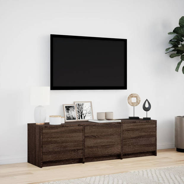 vidaXL Tv-meubel met LED 140x34x40 cm bewerkt hout bruin eikenkleurig