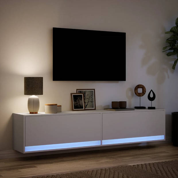 vidaXL Tv-wandmeubel met LED-verlichting 180x31x38 cm wit