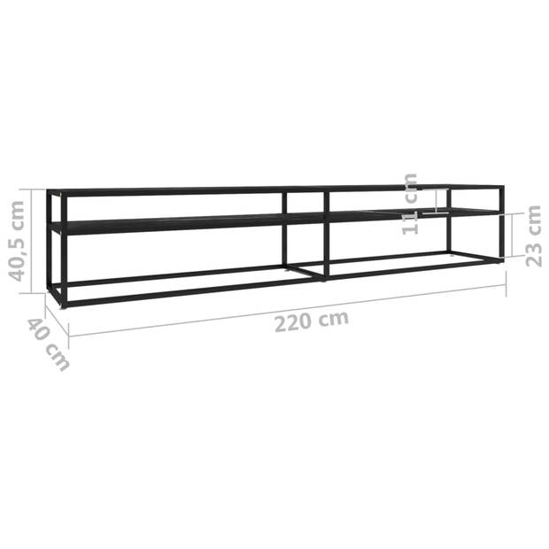 vidaXL Tv-meubel 220x40x40,5 cm gehard glas zwartmarmerkleurig