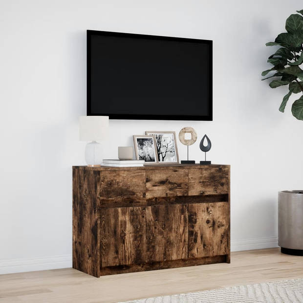 vidaXL Tv-meubel met LED 91x34x61 cm bewerkt hout gerookt eikenkleur