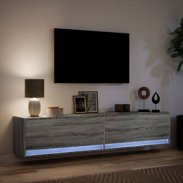 vidaXL Tv-wandmeubel met LED-verlichting 180x31x38 cm grijs sonoma