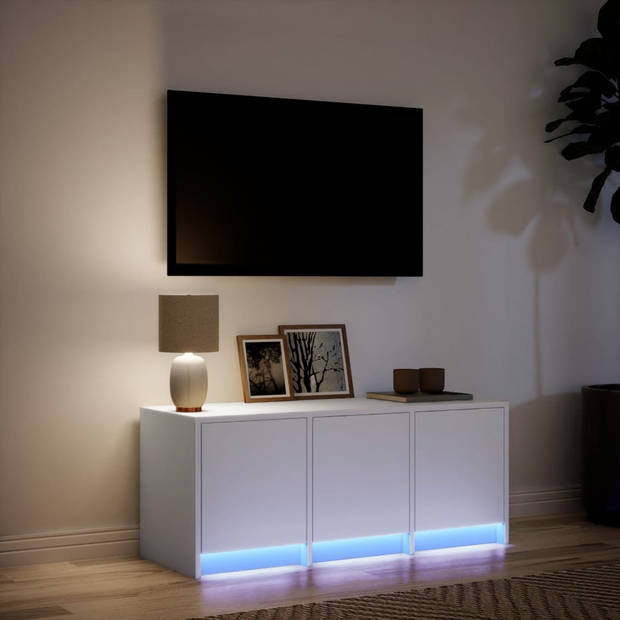 vidaXL Tv-meubel met LED 97x34x40 cm bewerkt hout wit