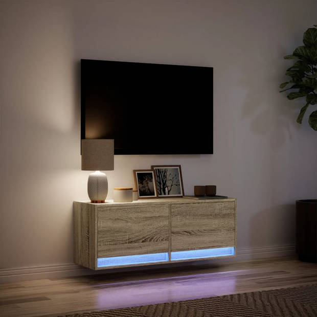 vidaXL Tv-wandmeubel met LED-verlichting 100x31x35 cm sonoma eiken