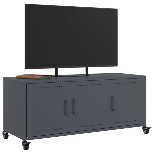 vidaXL Tv-meubel 100,5x39x43,5 cm koudgewalst staal antracietkleurig