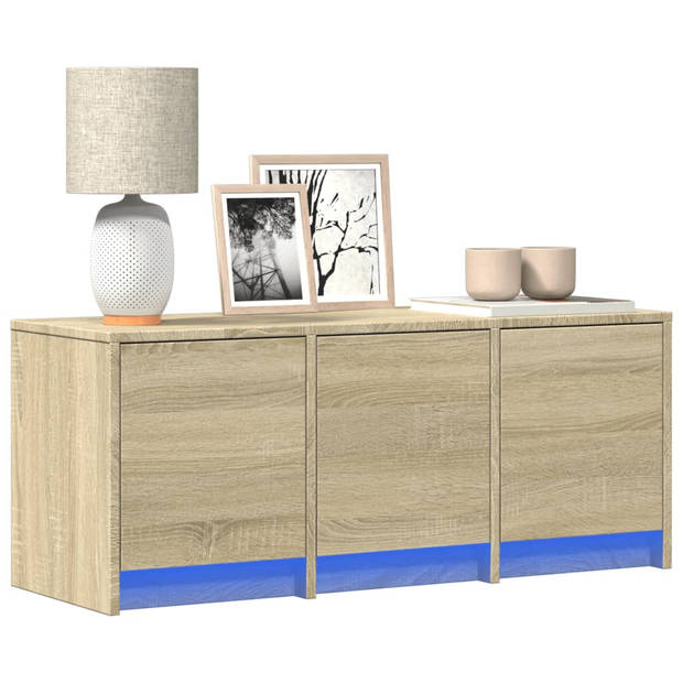 vidaXL Tv-meubel met LED 97x34x40 cm bewerkt hout sonoma eikenkleurig