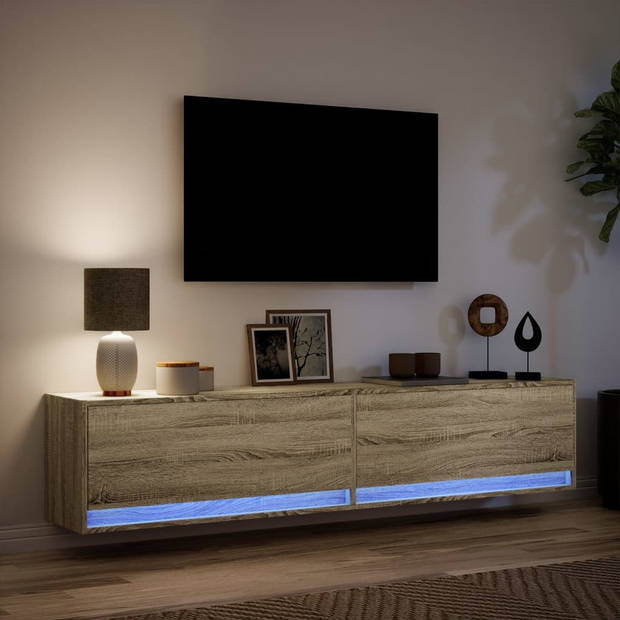 vidaXL Tv-wandmeubel met LED-verlichting 180x31x38 cm sonoma eiken