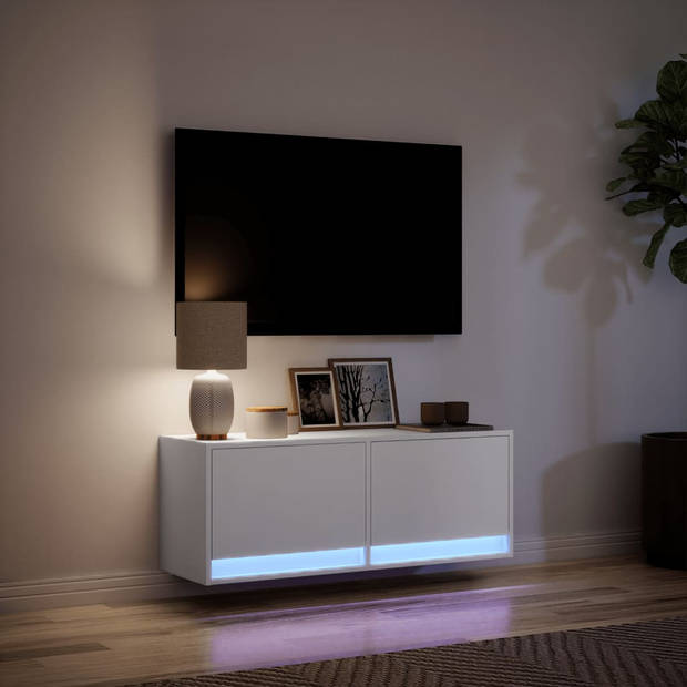 vidaXL Tv-wandmeubel met LED-verlichting 100x31x35 cm wit