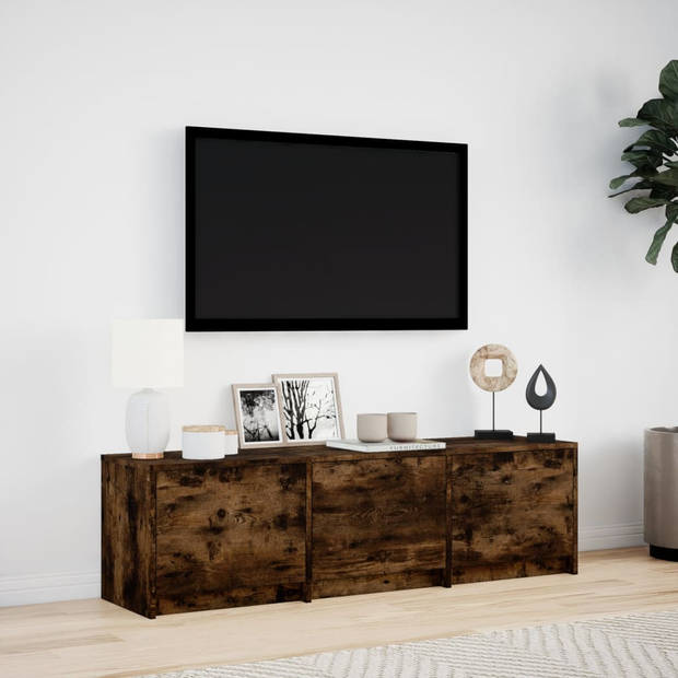 vidaXL Tv-meubel met LED 140x34x40 cm bewerkt hout gerookt eikenkleur