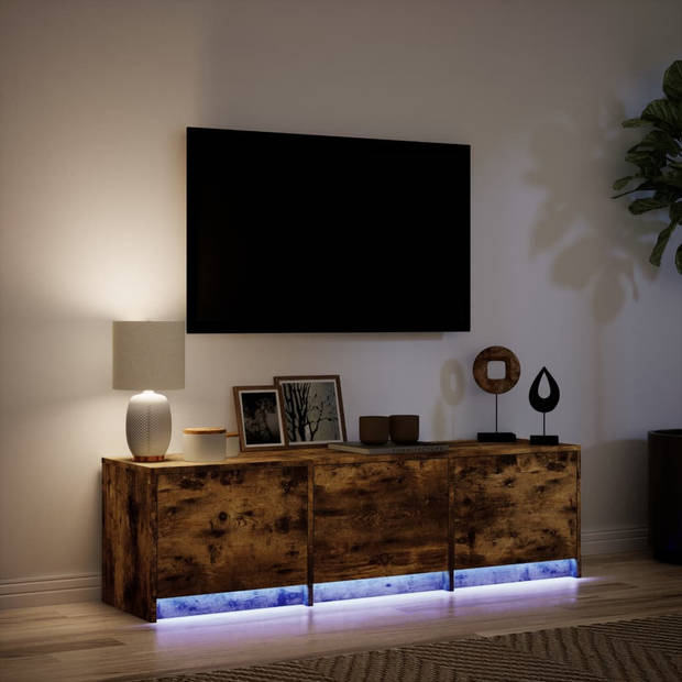 vidaXL Tv-meubel met LED 140x34x40 cm bewerkt hout gerookt eikenkleur