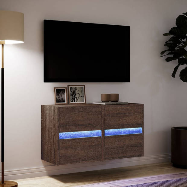 vidaXL Tv-wandmeubels met LED 2 st 41x31x45 cm bruin eikenkleurig