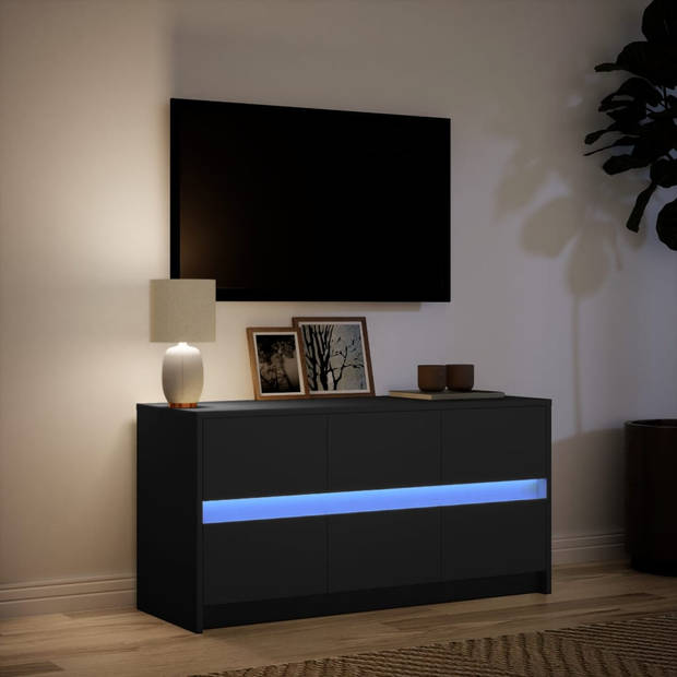 vidaXL Tv-meubel met LED 100x34x50 cm bewerkt hout zwart