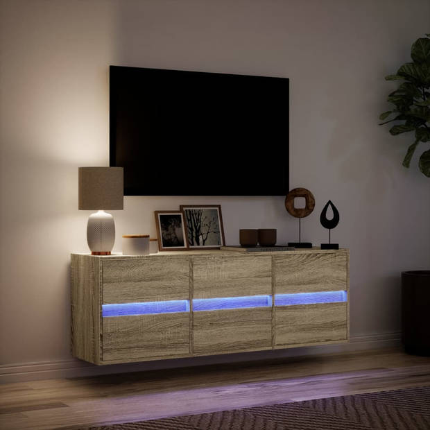 vidaXL Tv-wandmeubel met LED-verlichting 130x31x45 cm sonoma eiken