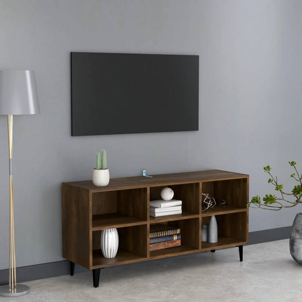 vidaXL Tv-meubel met metalen poten 103,5x30x50 cm bruin eikenkleur