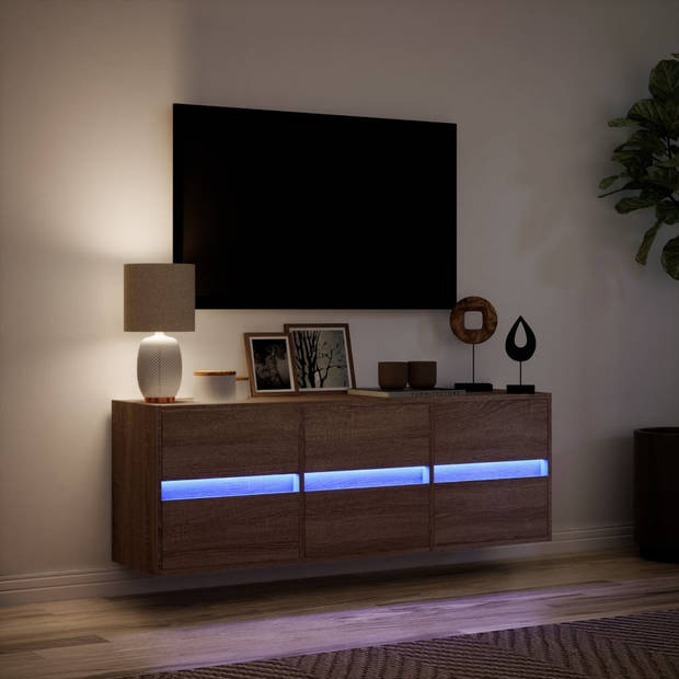 vidaXL Tv-wandmeubel met LED-verlichting 130x31x45 cm bruin eikenkleur