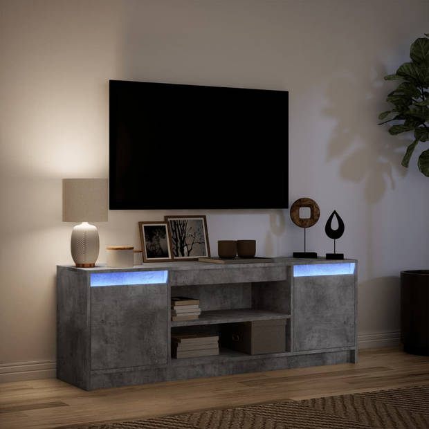 vidaXL Tv-meubel met LED 139,5x34x50 cm bewerkt hout betongrijs