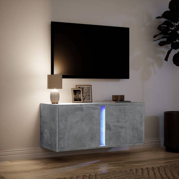 vidaXL Tv-wandmeubel met LED-verlichting 80x31x35 cm betongrijs