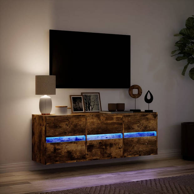 vidaXL Tv-wandmeubel met LED-verlichting 130x31x45 cm gerookt eiken