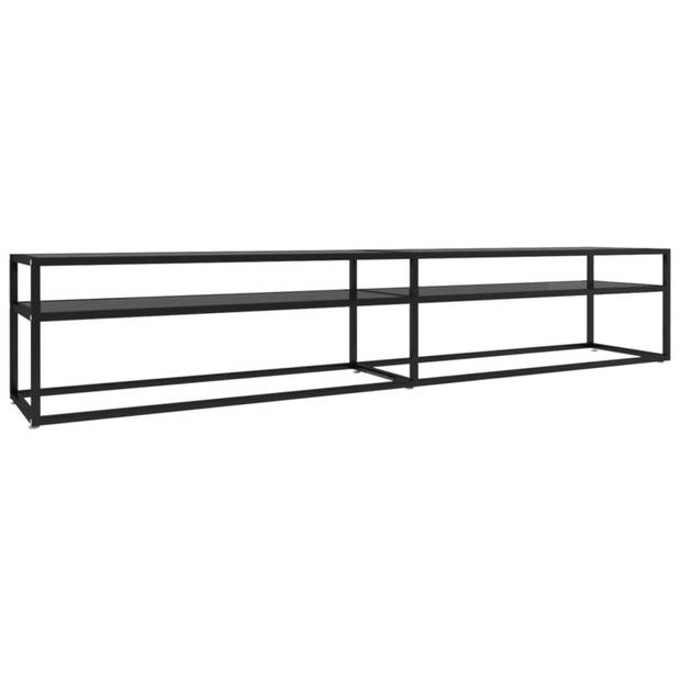 vidaXL Tv-meubel 220x40x40,5 cm gehard glas zwart