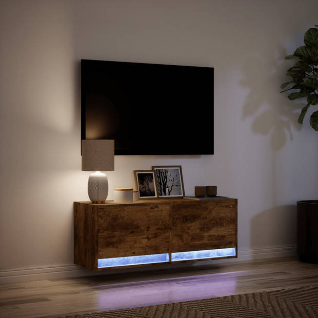 vidaXL Tv-wandmeubel met LED-verlichting 100x31x35 cm gerookt eiken