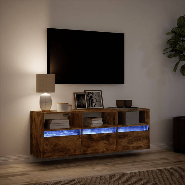 vidaXL Tv-wandmeubel met LED-verlichting 130x31x45 cm gerookt eiken