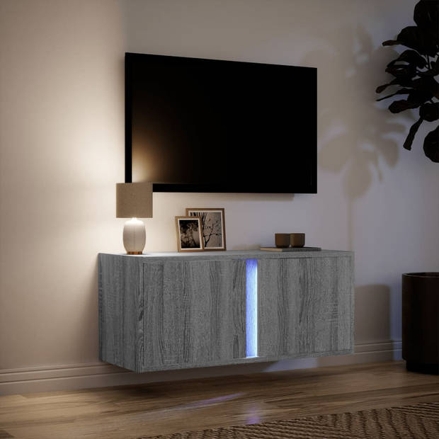 vidaXL Tv-wandmeubel met LED 80x31x35 cm grijs sonoma eikenkleurig