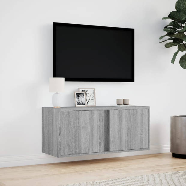 vidaXL Tv-wandmeubel met LED 80x31x35 cm grijs sonoma eikenkleurig