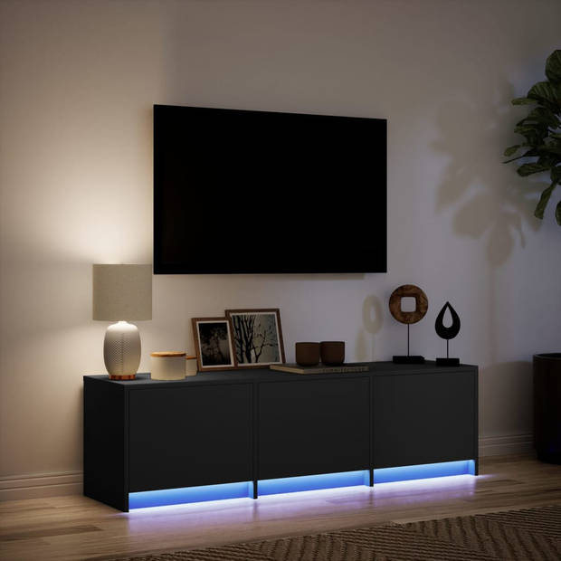 vidaXL Tv-meubel met LED 140x34x40 cm bewerkt hout zwart