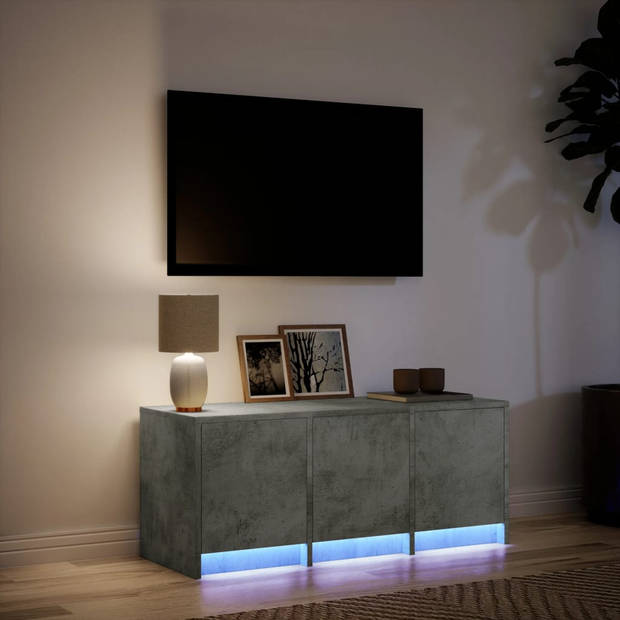 vidaXL Tv-meubel met LED 97x34x40 cm bewerkt hout betongrijs