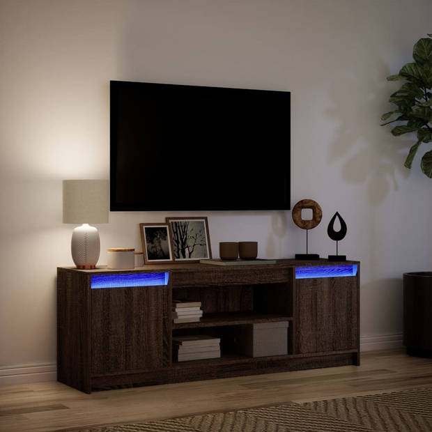 vidaXL Tv-meubel met LED 139,5x34x50 cm bewerkt hout bruin eikenkleur