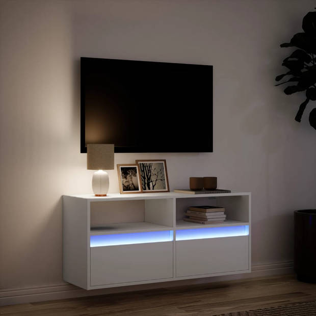 vidaXL Tv-wandmeubel met LED-verlichting 100x31x45 cm wit