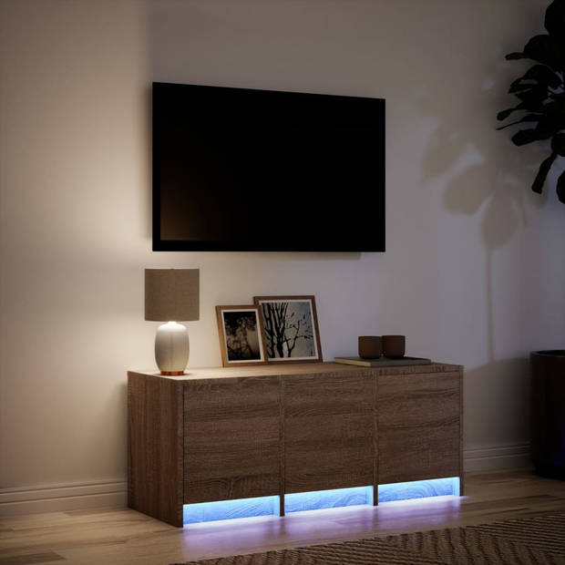 vidaXL Tv-meubel met LED 97x34x40 cm bewerkt hout bruin eikenkleurig