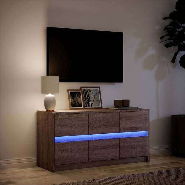 vidaXL Tv-meubel met LED 100x34x50 cm bewerkt hout bruin eikenkleurig