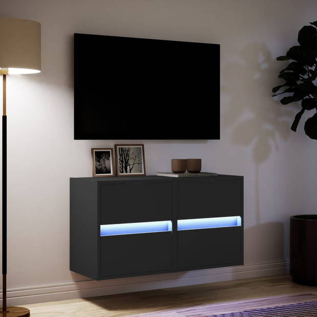 vidaXL Tv-wandmeubels met LED-verlichting 2 st 41x31x45 cm zwart