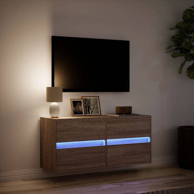 vidaXL Tv-wandmeubel met LED-verlichting 100x31x45 cm bruin eikenkleur