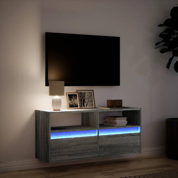 vidaXL Tv-wandmeubel met LED-verlichting 100x31x45 cm grijs sonoma