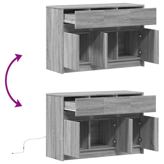 vidaXL Tv-meubel met LED 91x34x61 cm bewerkt hout grijs sonoma eiken