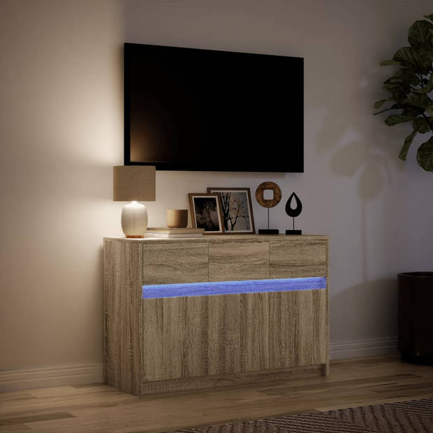 vidaXL Tv-meubel met LED 91x34x61 cm bewerkt hout sonoma eikenkleurig