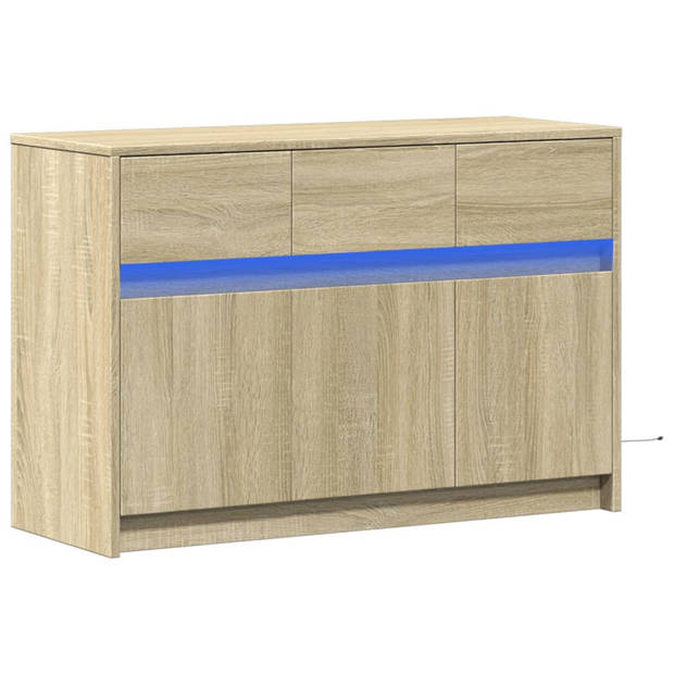 vidaXL Tv-meubel met LED 91x34x61 cm bewerkt hout sonoma eikenkleurig