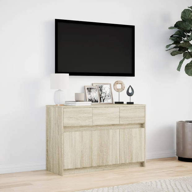 vidaXL Tv-meubel met LED 91x34x61 cm bewerkt hout sonoma eikenkleurig