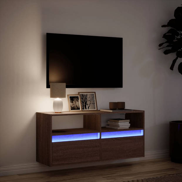 vidaXL Tv-wandmeubel met LED-verlichting 100x31x45 cm bruin eikenkleur