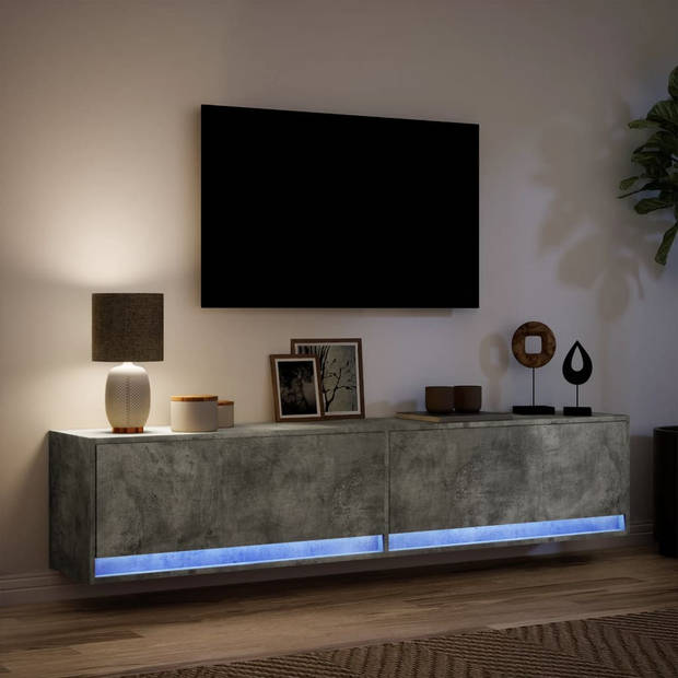 vidaXL Tv-wandmeubel met LED-verlichting 180x31x38 cm betongrijs