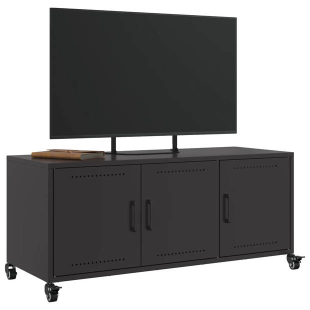 vidaXL Tv-meubel 100,5x39x43,5 cm staal zwart