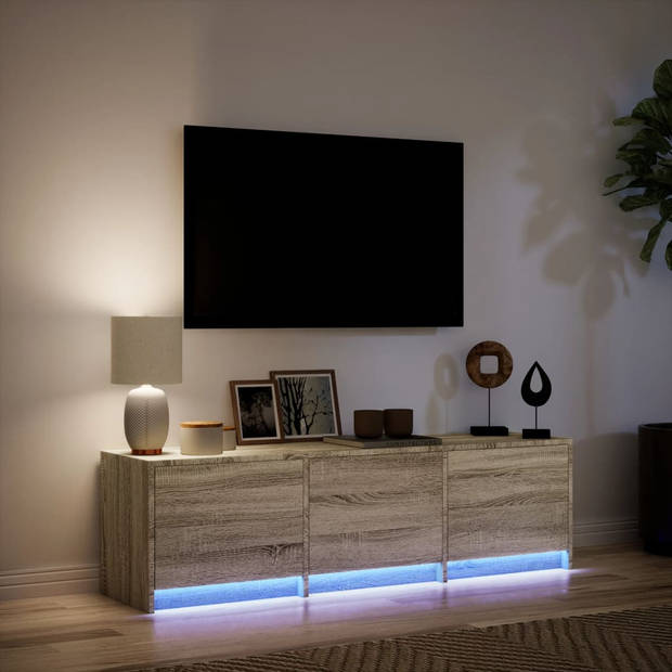 vidaXL Tv-meubel met LED 140x34x40 cm bewerkt hout sonoma eikenkleurig