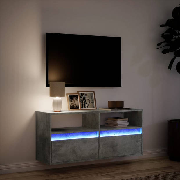 vidaXL Tv-wandmeubel met LED-verlichting 100x31x45 cm betongrijs