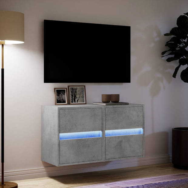 vidaXL Tv-wandmeubels met LED-verlichting 2 st 41x31x45 cm betongrijs