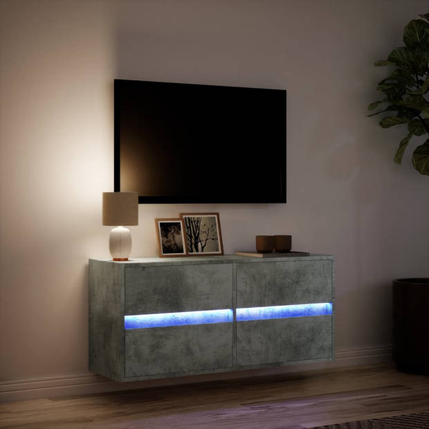 vidaXL Tv-wandmeubel met LED-verlichting 100x31x45 cm betongrijs