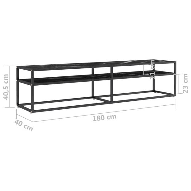 vidaXL Tv-meubel 180x40x40,5 cm gehard glas zwartmarmerkleurig