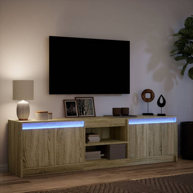 vidaXL Tv-meubel met LED 180x34x50 cm bewerkt hout sonoma eikenkleurig