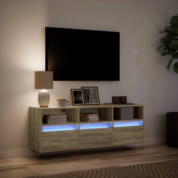 vidaXL Tv-wandmeubel met LED-verlichting 130x31x45 cm sonoma eiken