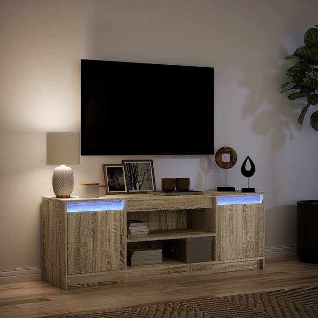 vidaXL Tv-meubel met LED 139,5x34x50 cm bewerkt hout sonoma eikenkleur